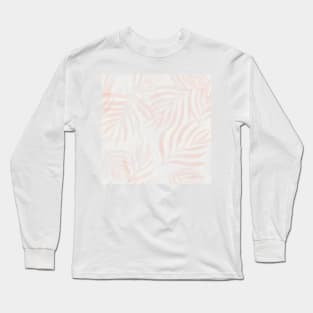 Pastel pink and gray palm leaves Long Sleeve T-Shirt